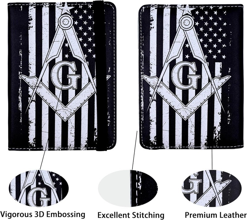 bassyil Passport Holder for Women and Men PU Leather Passport Cover for Travel (Masonic) - Image 2